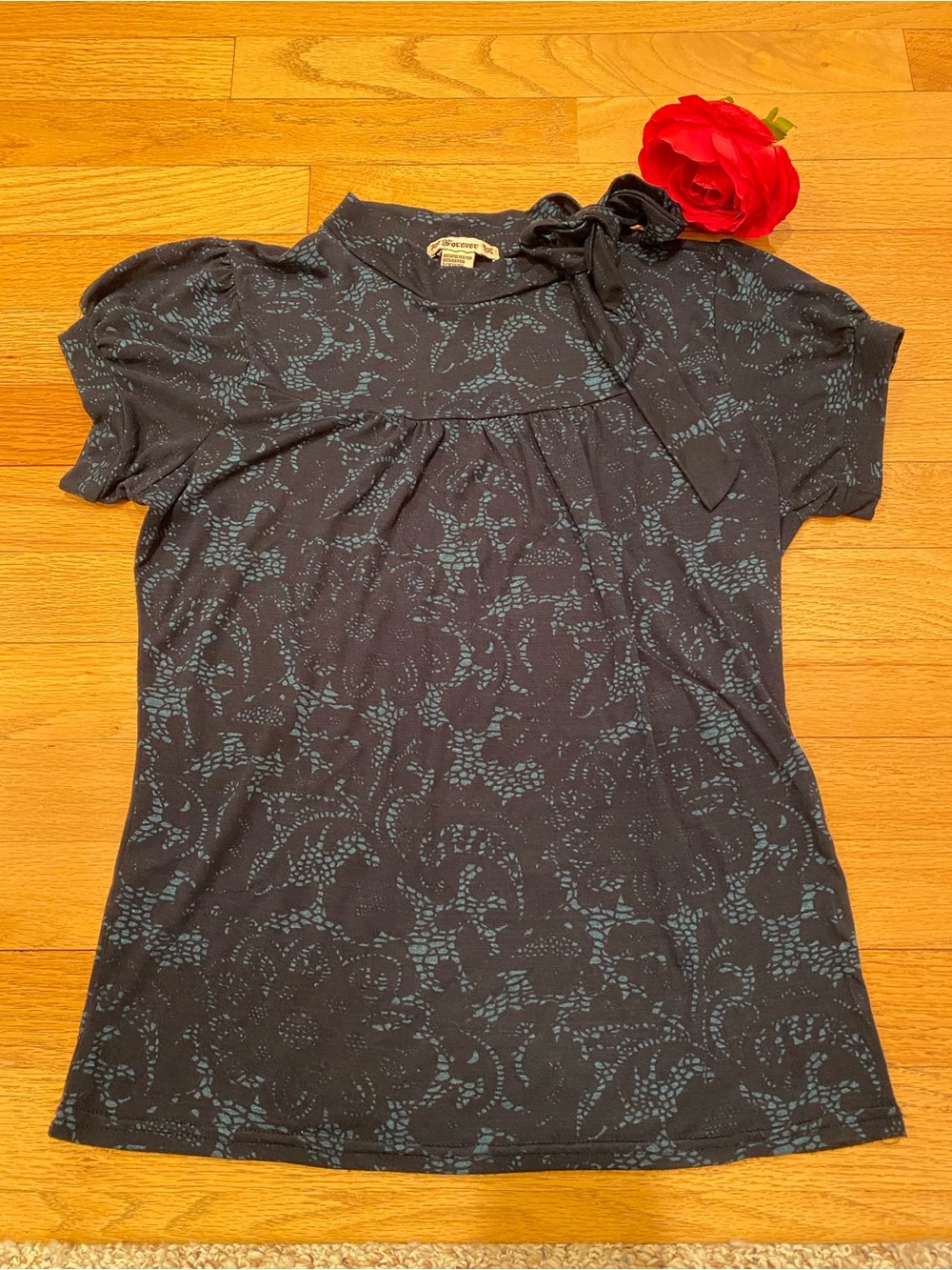 F21 Boho Print Cap-Sleeve Top